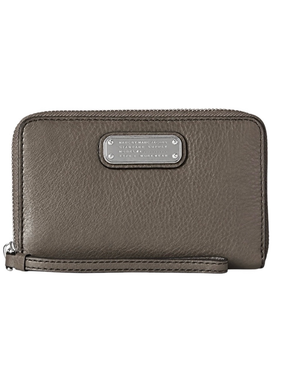 Marc by Marc Jacobs Classic Q Wingman Grey Leather Zip Wristlet Wallet